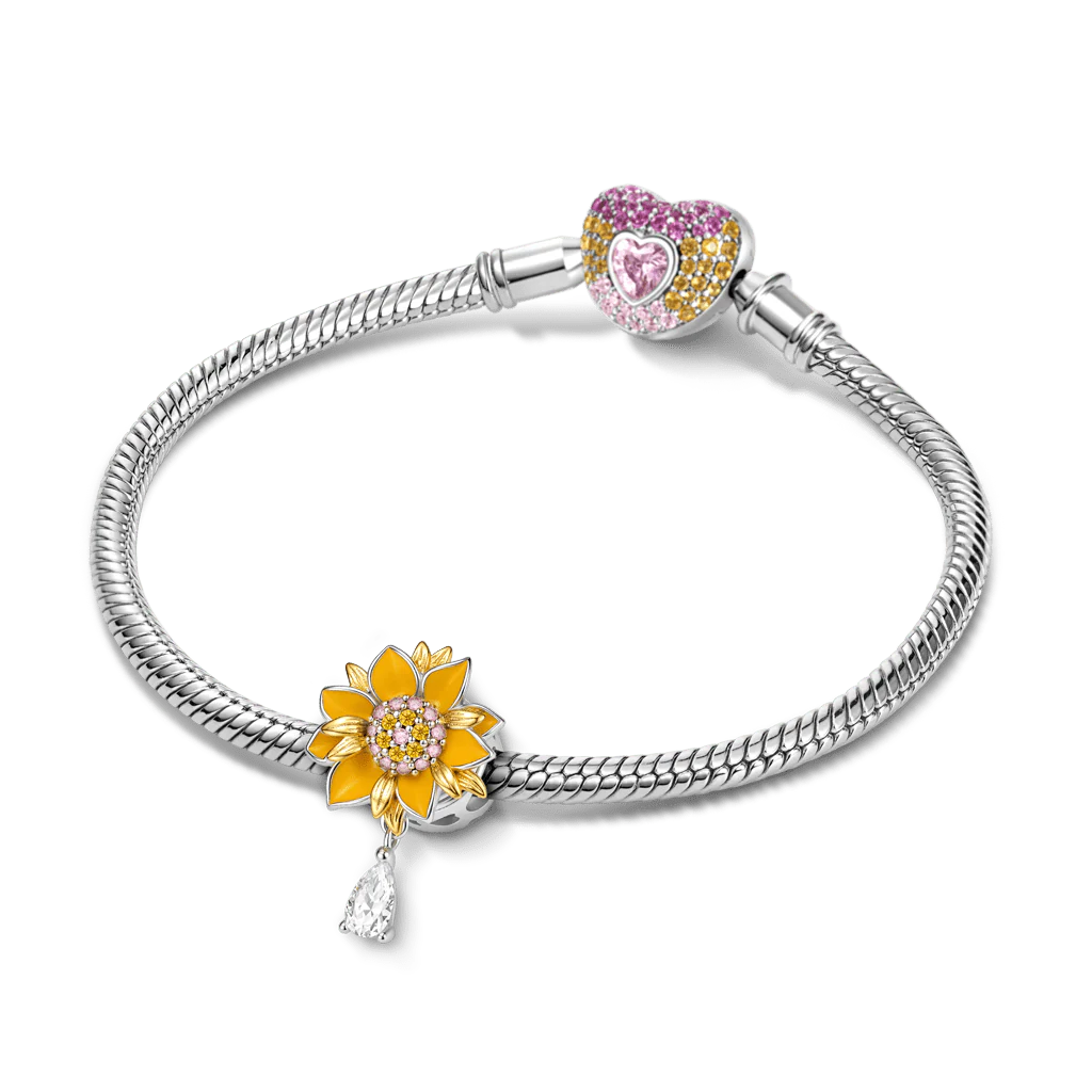 Gnoce  Rotatable Sunflower Charm Platinum-plated Silver Blend - Image 4
