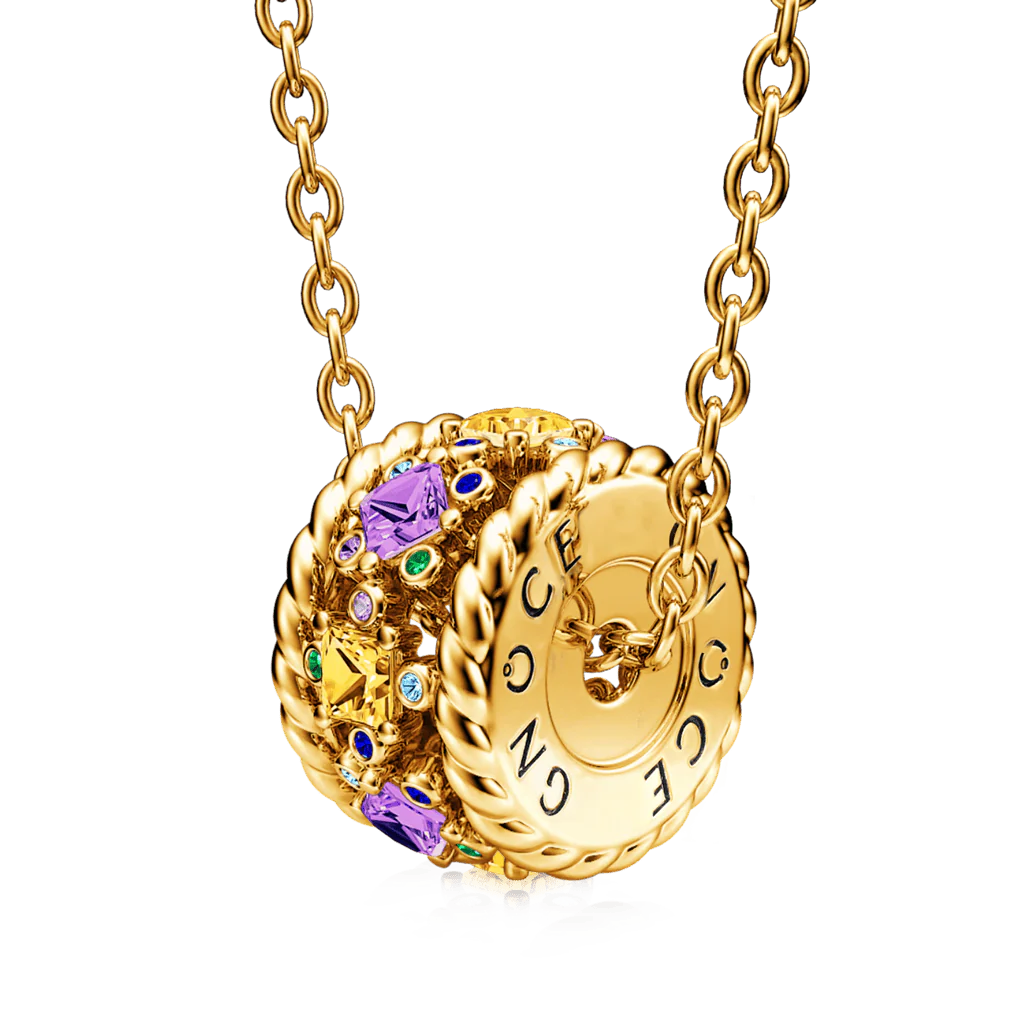 Gnoce "Sunny Day" Drum Necklace Platinum-plated Silver Blend