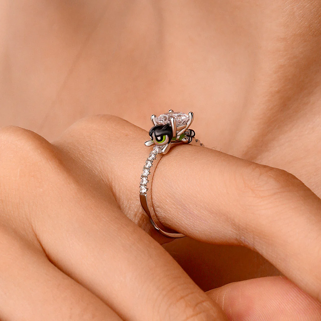 Gnoce The Powerpuff Girls Buttercup Embraces Moissanite Round Cut Ring - Image 5