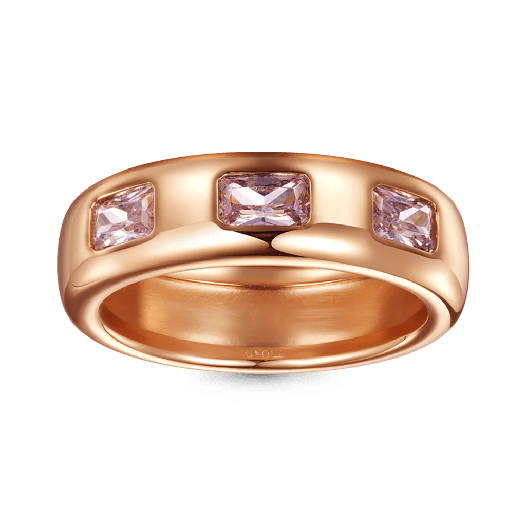 Gnoce Triple Morganite Bezel Ring Platinum-plated Silver Blend - Image 3