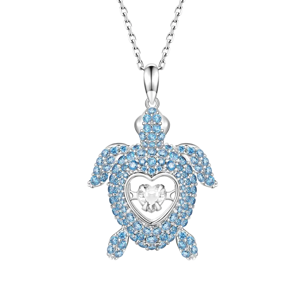Gnoce Turtle Dancing Heart Necklace Platinum-plated Silver Blend