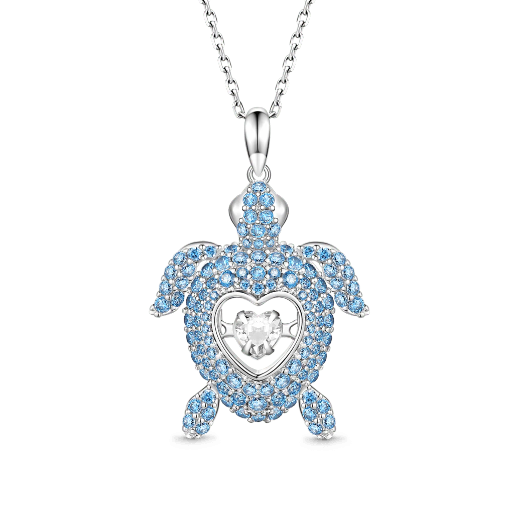Gnoce Turtle Dancing Heart Necklace Platinum-plated Silver Blend - Image 2