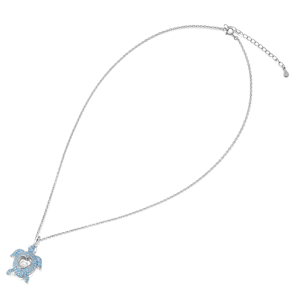 Gnoce Turtle Dancing Heart Necklace Platinum-plated Silver Blend - Image 3