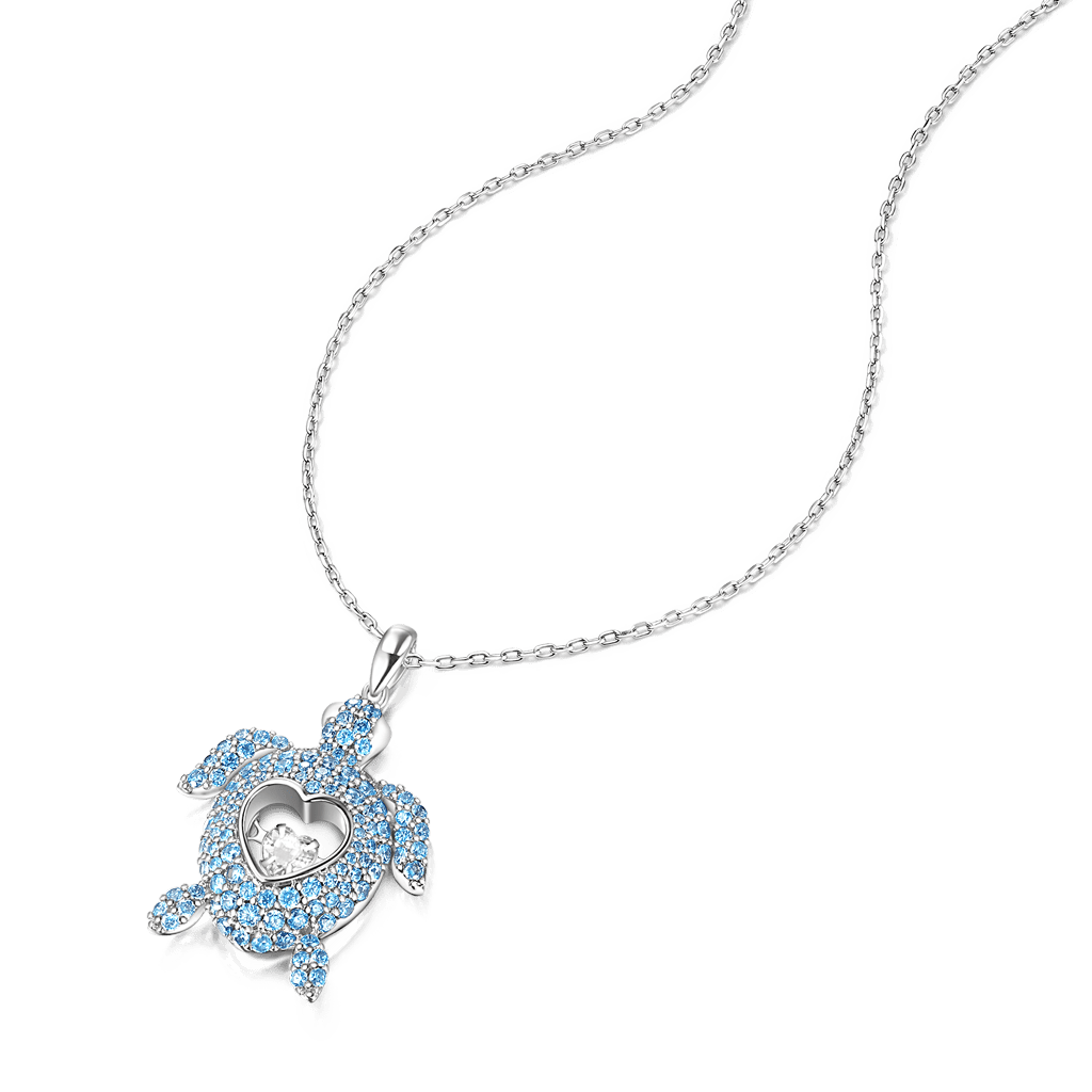 Gnoce Turtle Dancing Heart Necklace Platinum-plated Silver Blend - Image 4