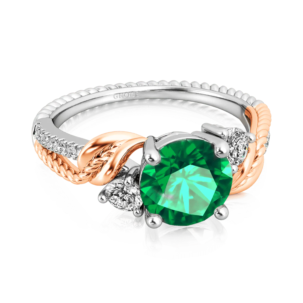 Gnoce Two-tone Three Stone Twisting Birthstone Ring - Image 3
