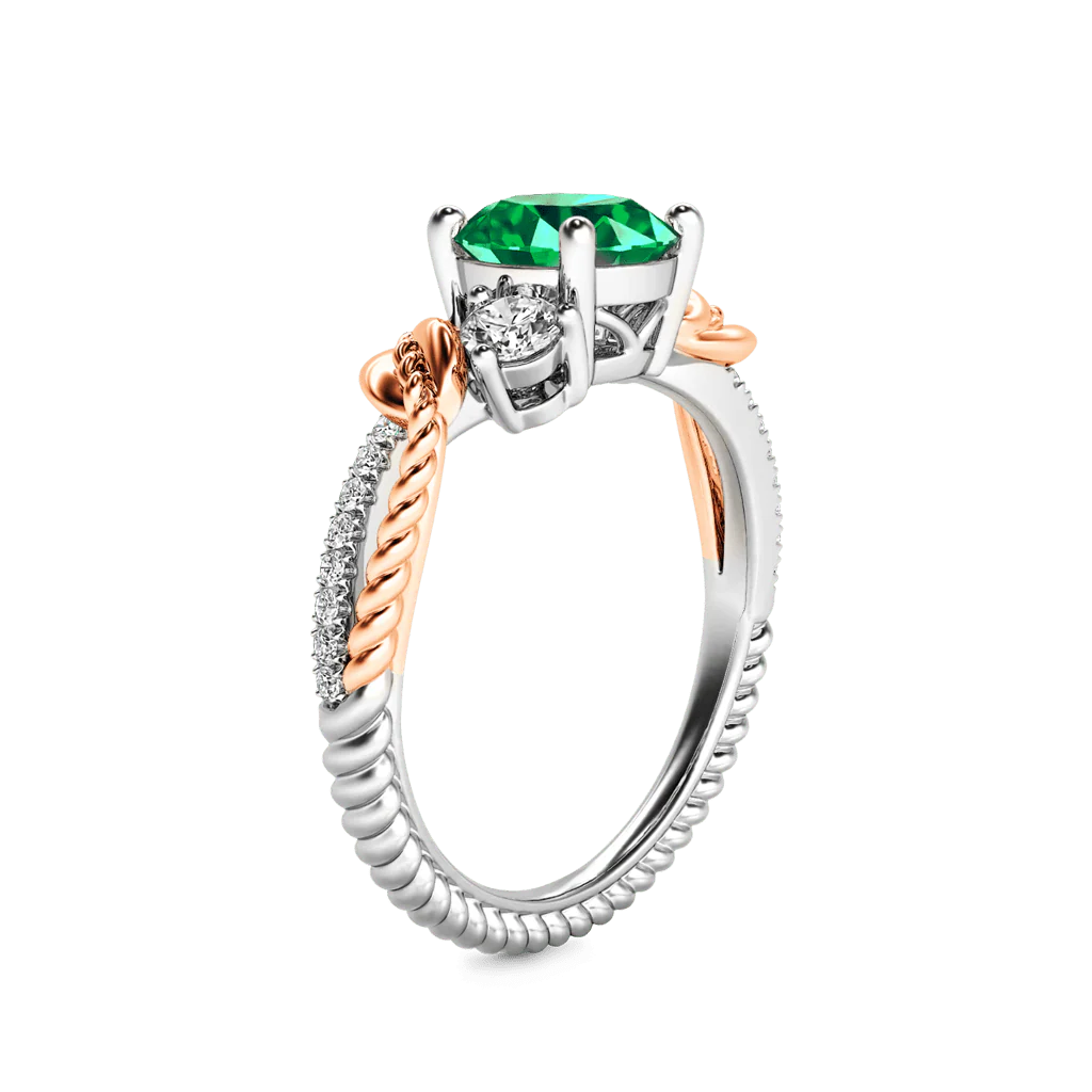 Gnoce Two-tone Three Stone Twisting Birthstone Ring - Image 4