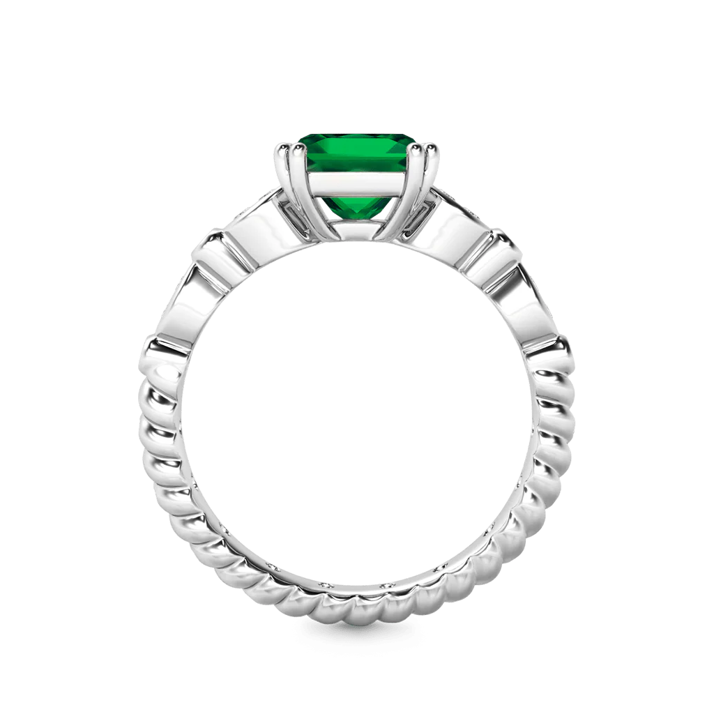 Gnoce Princess Cut Emerald Ring Platinum-plated Silver Blend - Image 3