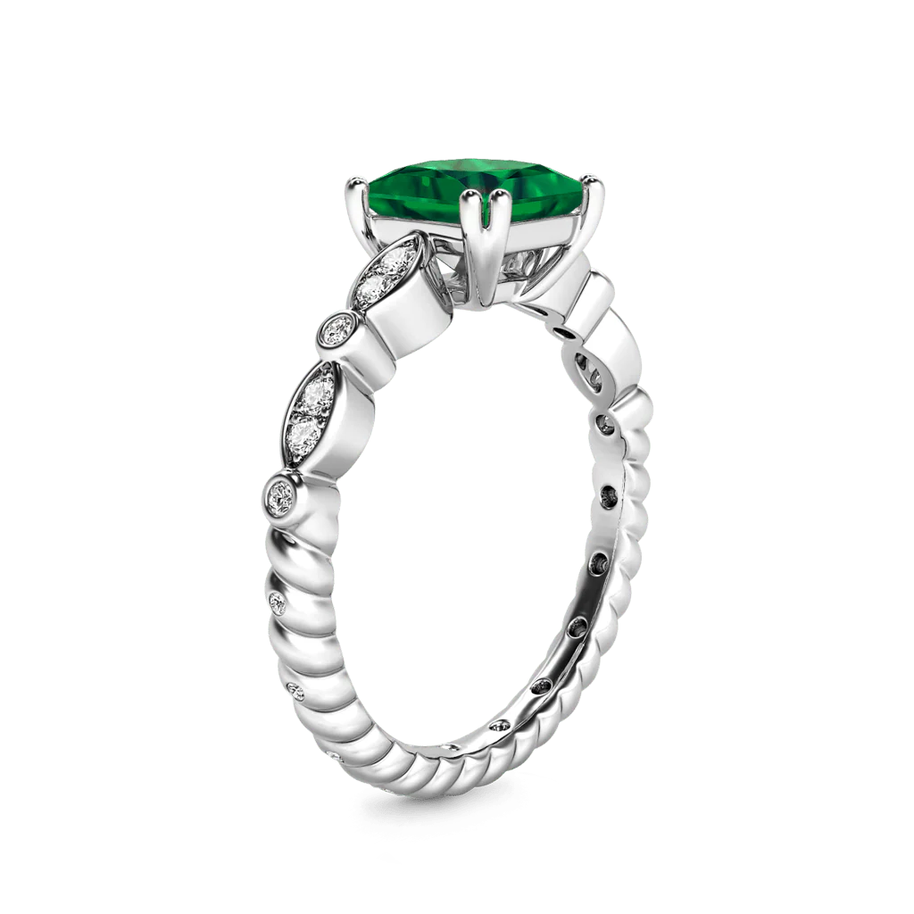 Gnoce Princess Cut Emerald Ring Platinum-plated Silver Blend - Image 4