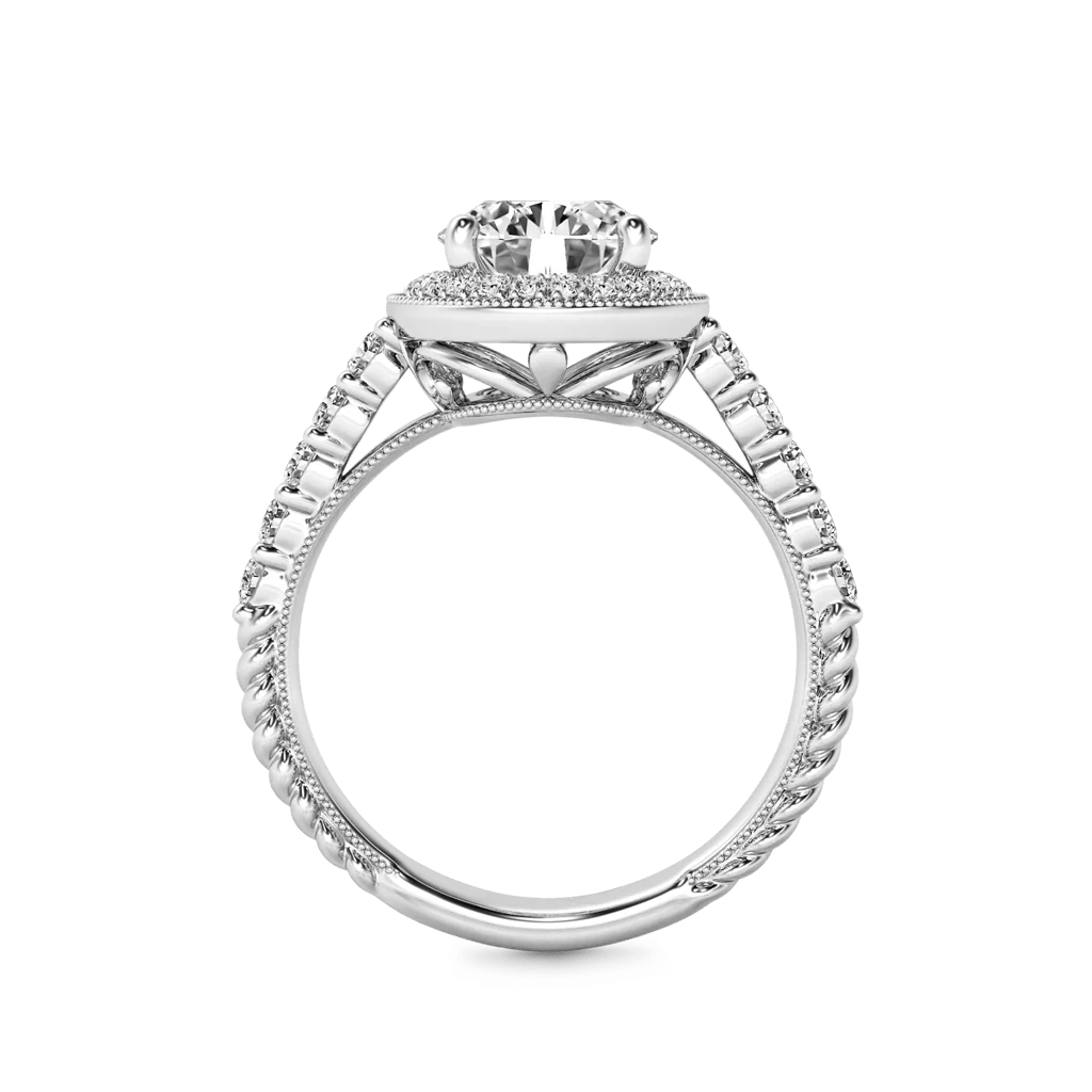 Gnoce Round Cut Halo Milgrain Ring Platinum-plated Silver Blend - Image 2