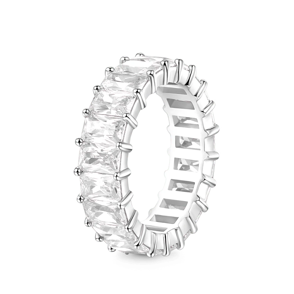 Gnoce White Topaz Baguette Cut Ring Platinum-plated Silver Blend - Image 3