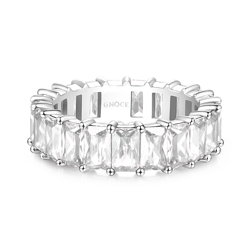 Gnoce White Topaz Baguette Cut Ring Platinum-plated Silver Blend - Image 4