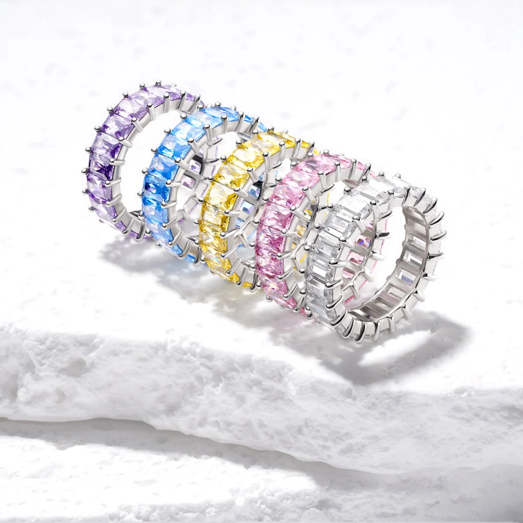 Gnoce White Topaz Baguette Cut Ring Platinum-plated Silver Blend - Image 5