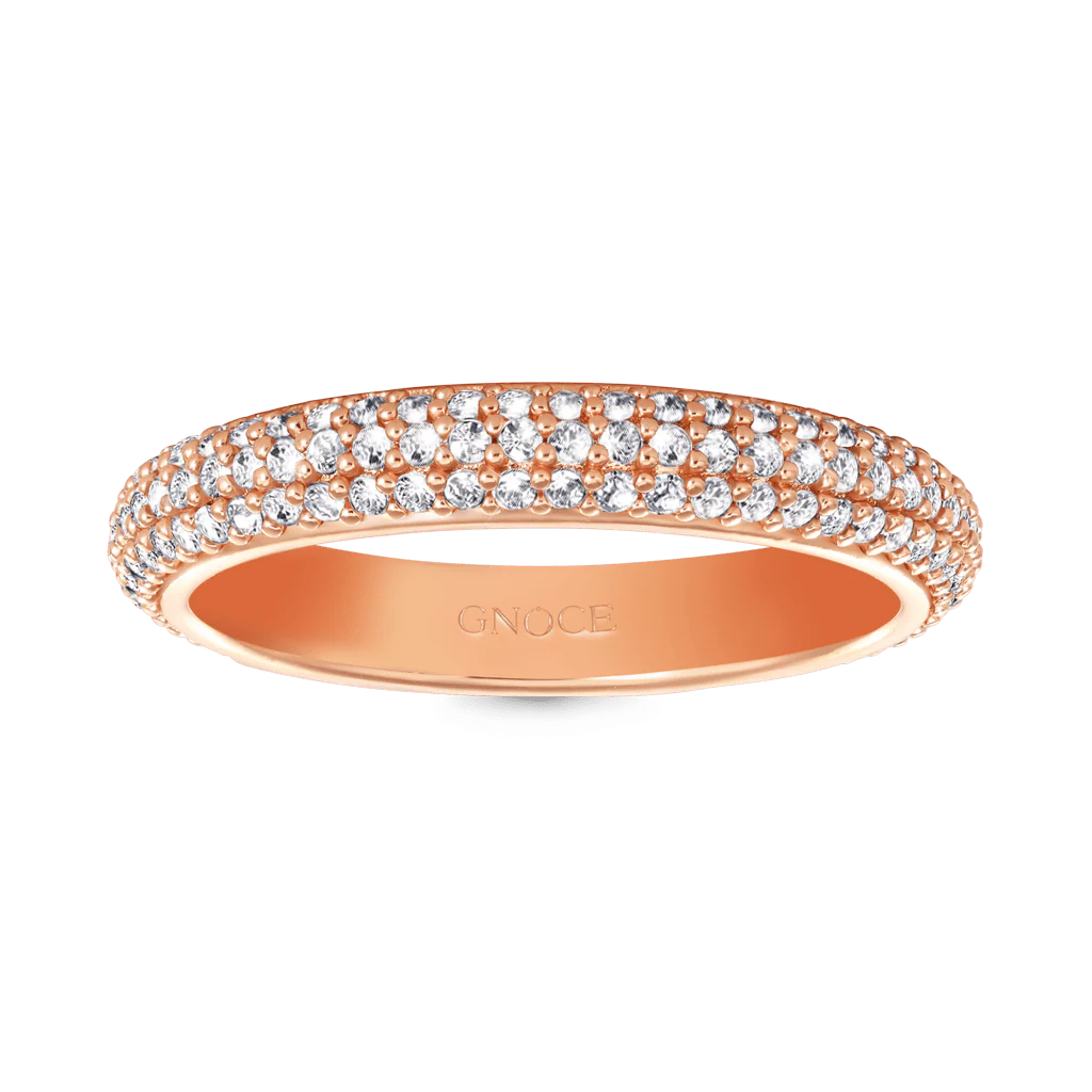 Gnoce Topaz Petit Signature Pave Ring Platinum-plated Silver Blend