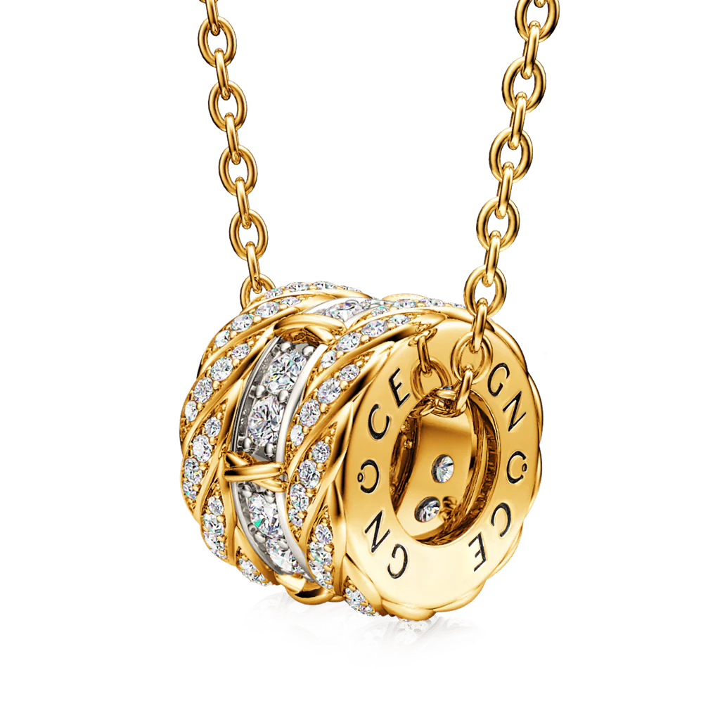 Gnoce X-unknow Paved Twisted Drum Necklace Platinum-plated Silver Blend