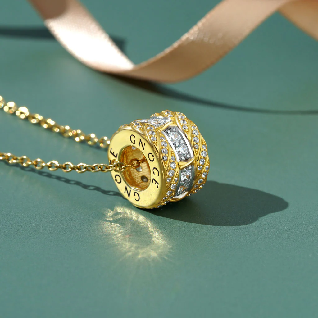 Gnoce X-unknow Paved Twisted Drum Necklace Platinum-plated Silver Blend - Image 3