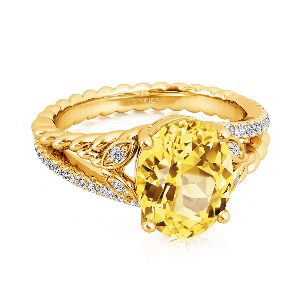 Gnoce Yellow Oval-cut Vintage Split Shank Engagement Ring - Image 4