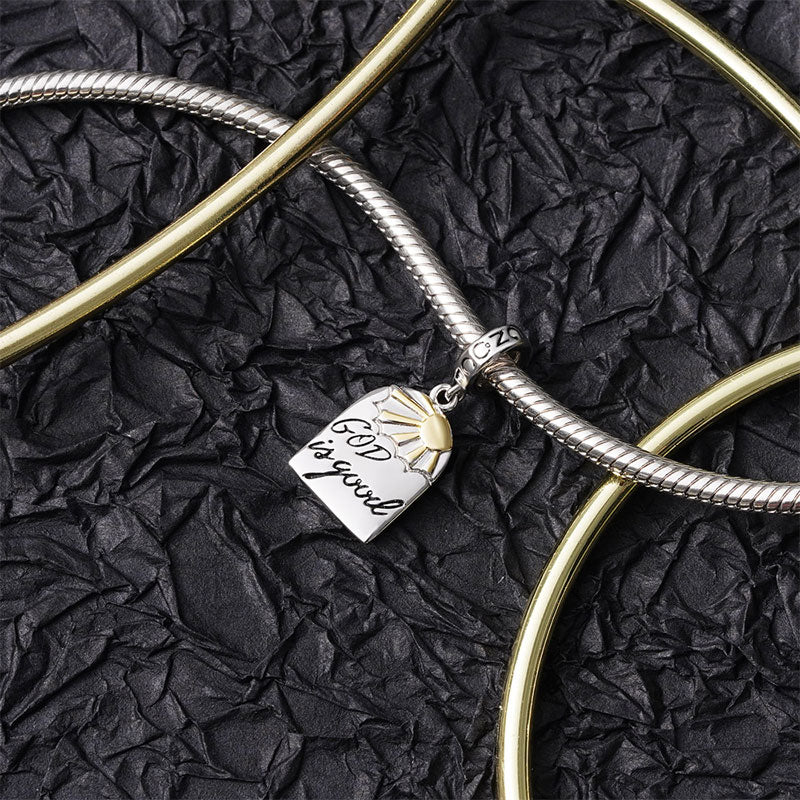 Gnoce "God is good" Charm Platinum-plated Silver Blend - Image 3