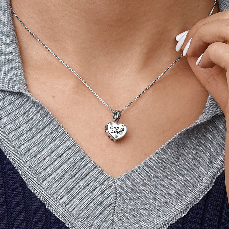 Gnoce "God is Love" Heart Personalized Charm Platinum-plated Silver Blend - Image 6