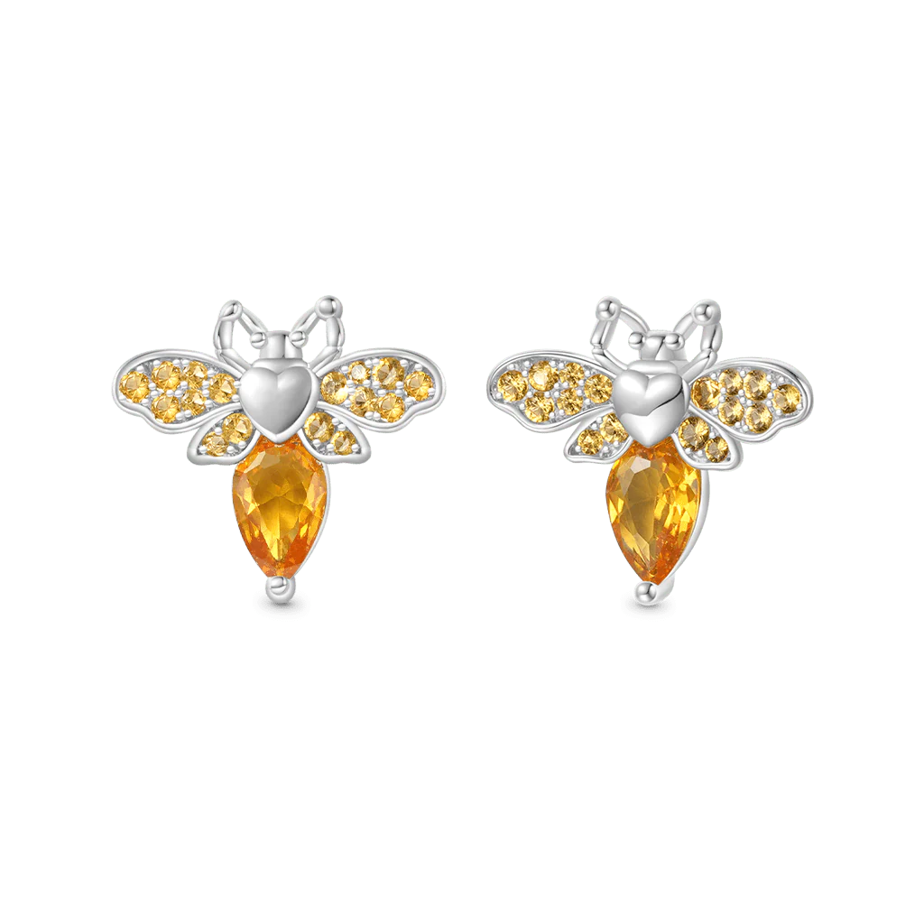 Gnoce Bee Stud Earrings Platinum-plated Silver Blend
