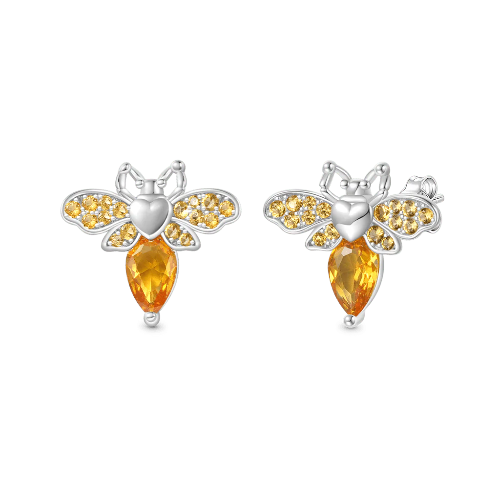 Gnoce Bee Stud Earrings Platinum-plated Silver Blend - Image 2