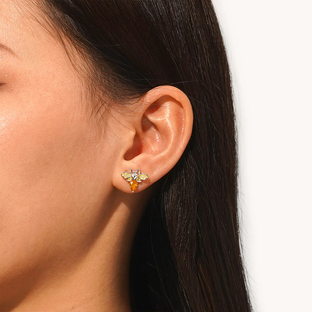 Gnoce Bee Stud Earrings Platinum-plated Silver Blend - Image 4