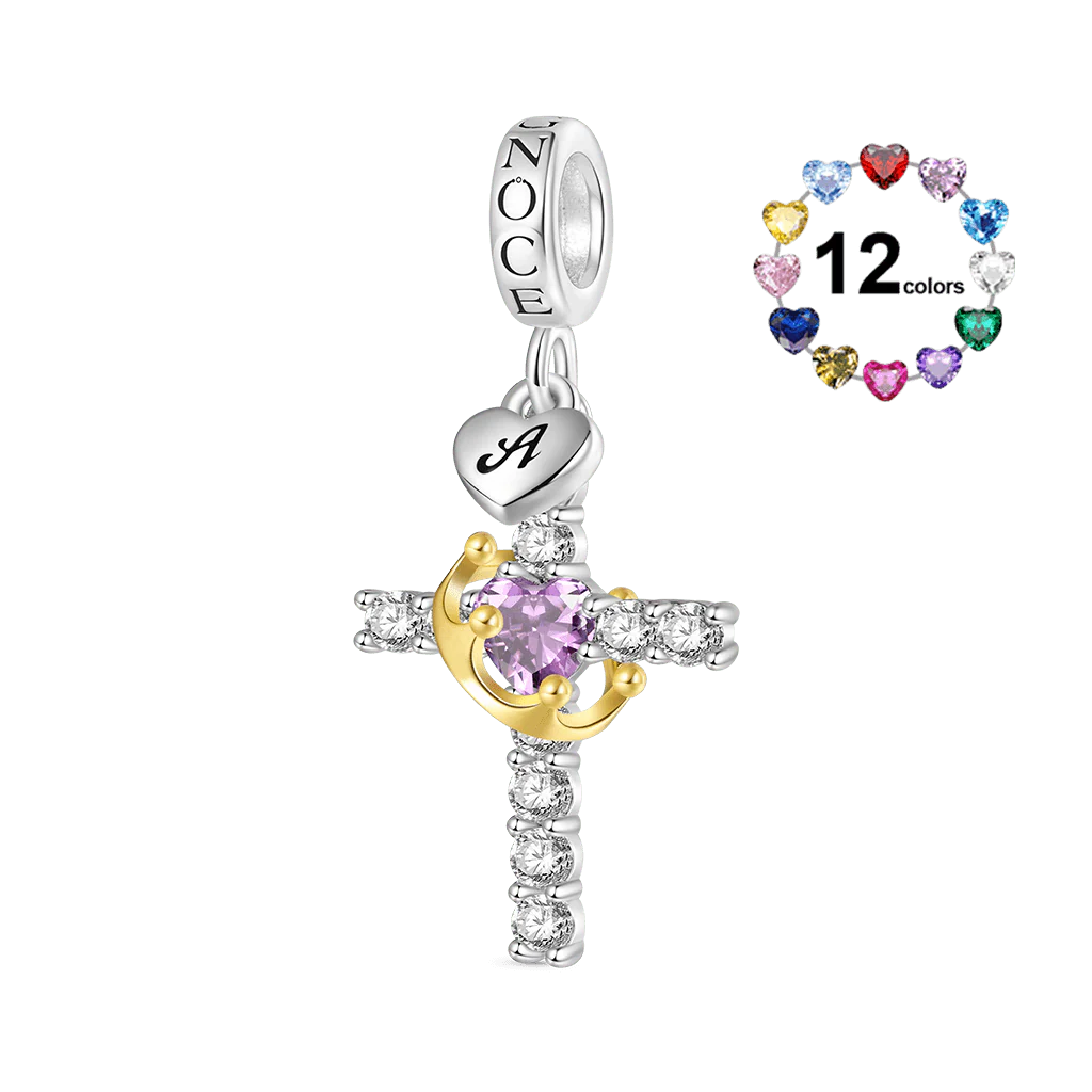 Gnoce Crown of Thorns Nail Cross Charm Platinum-plated Silver Blend