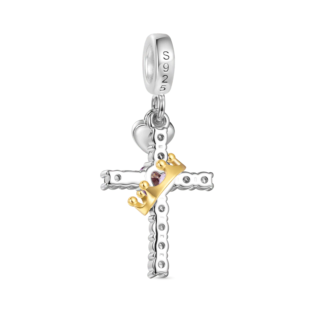 Gnoce Crown of Thorns Nail Cross Charm Platinum-plated Silver Blend - Image 3