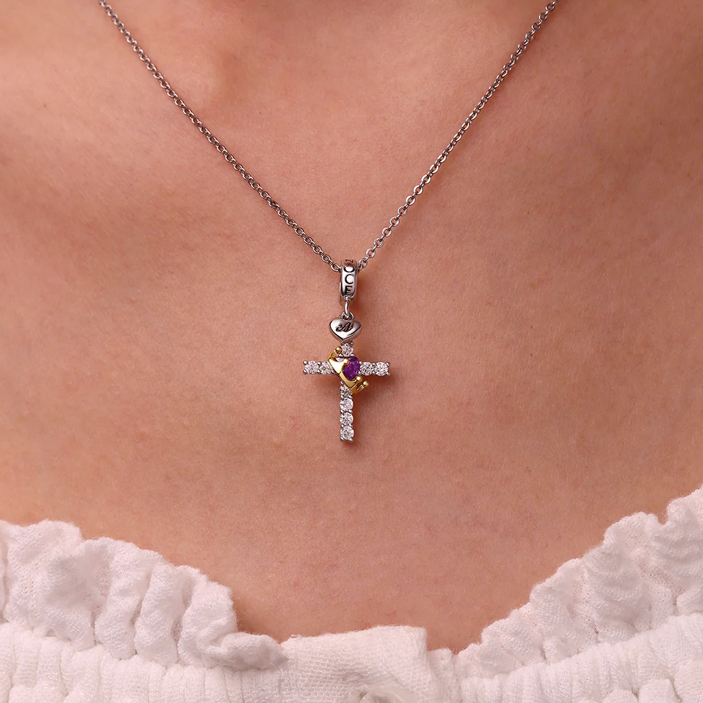 Gnoce Crown of Thorns Nail Cross Charm Platinum-plated Silver Blend - Image 8