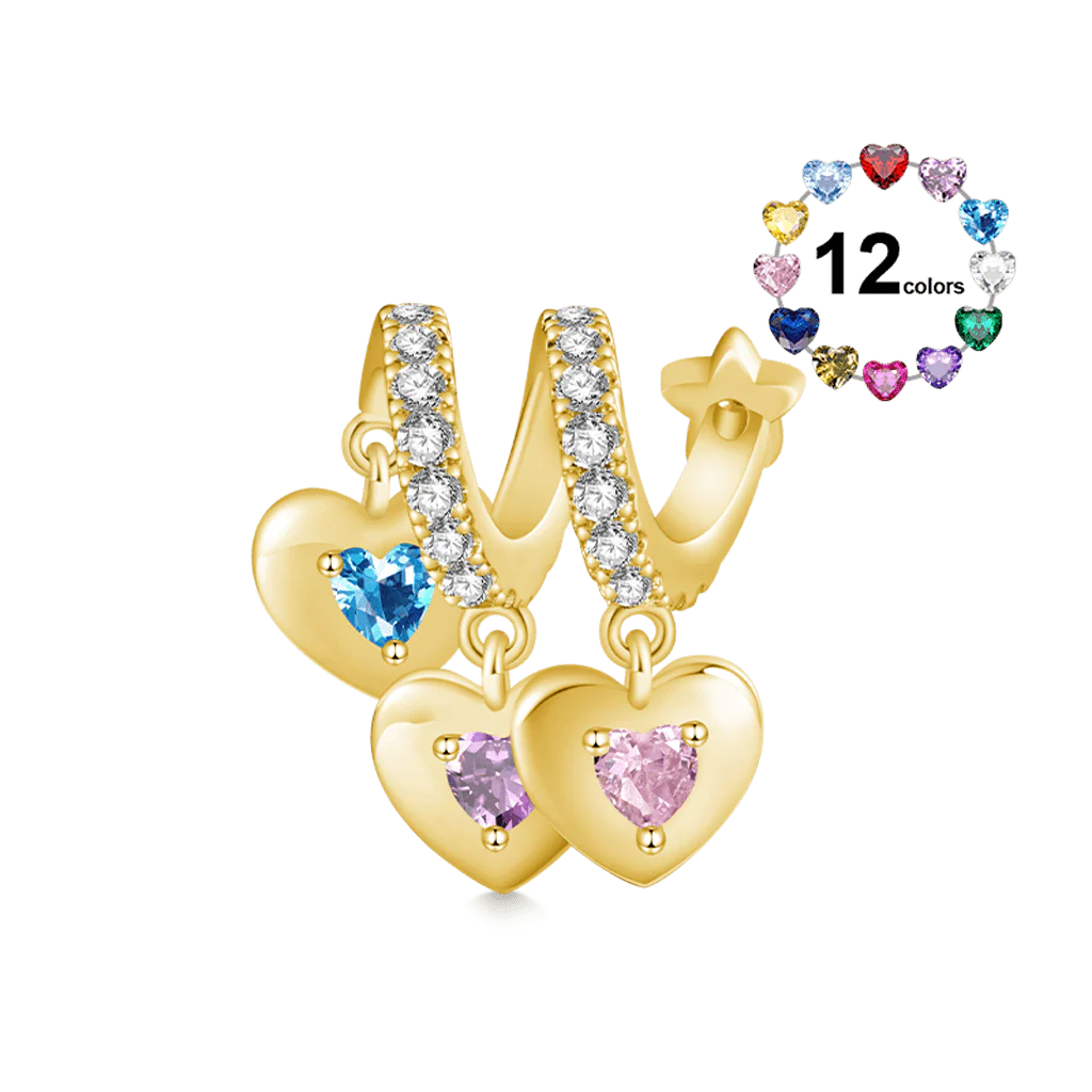 Gnoce Three Hearts Family Charm Platinum-plated Silver Blend