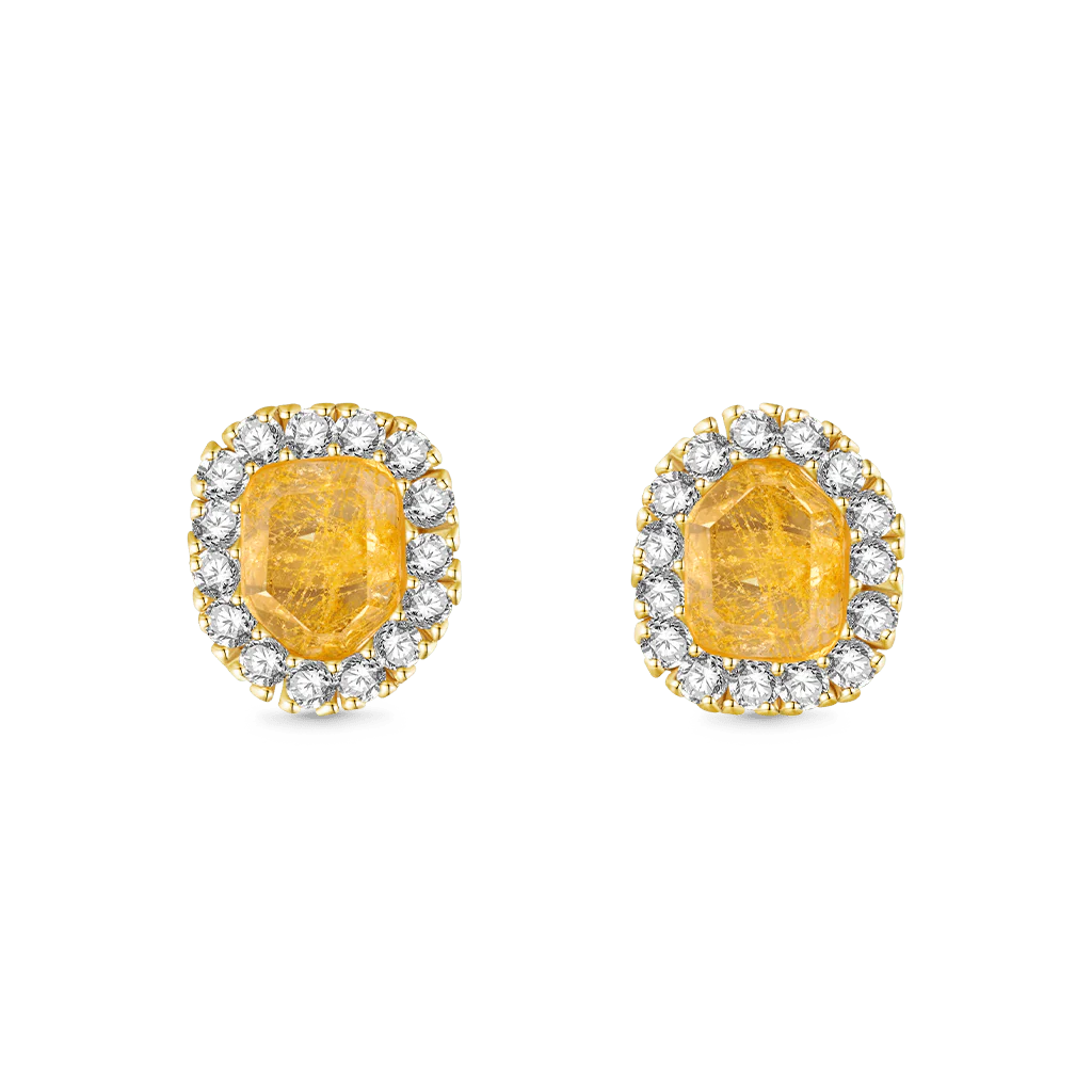 Gnoce Irregular Rutilated Quartz  Earrings Platinum-plated Silver Blend