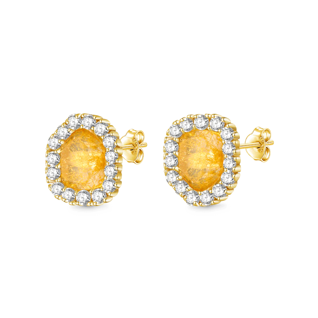 Gnoce Irregular Rutilated Quartz  Earrings Platinum-plated Silver Blend - Image 2