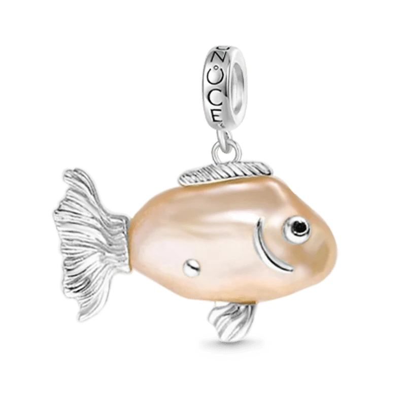 Gnoce Orange Goldfish Baroque Pearl Pendant Dangle Charm - Image 2