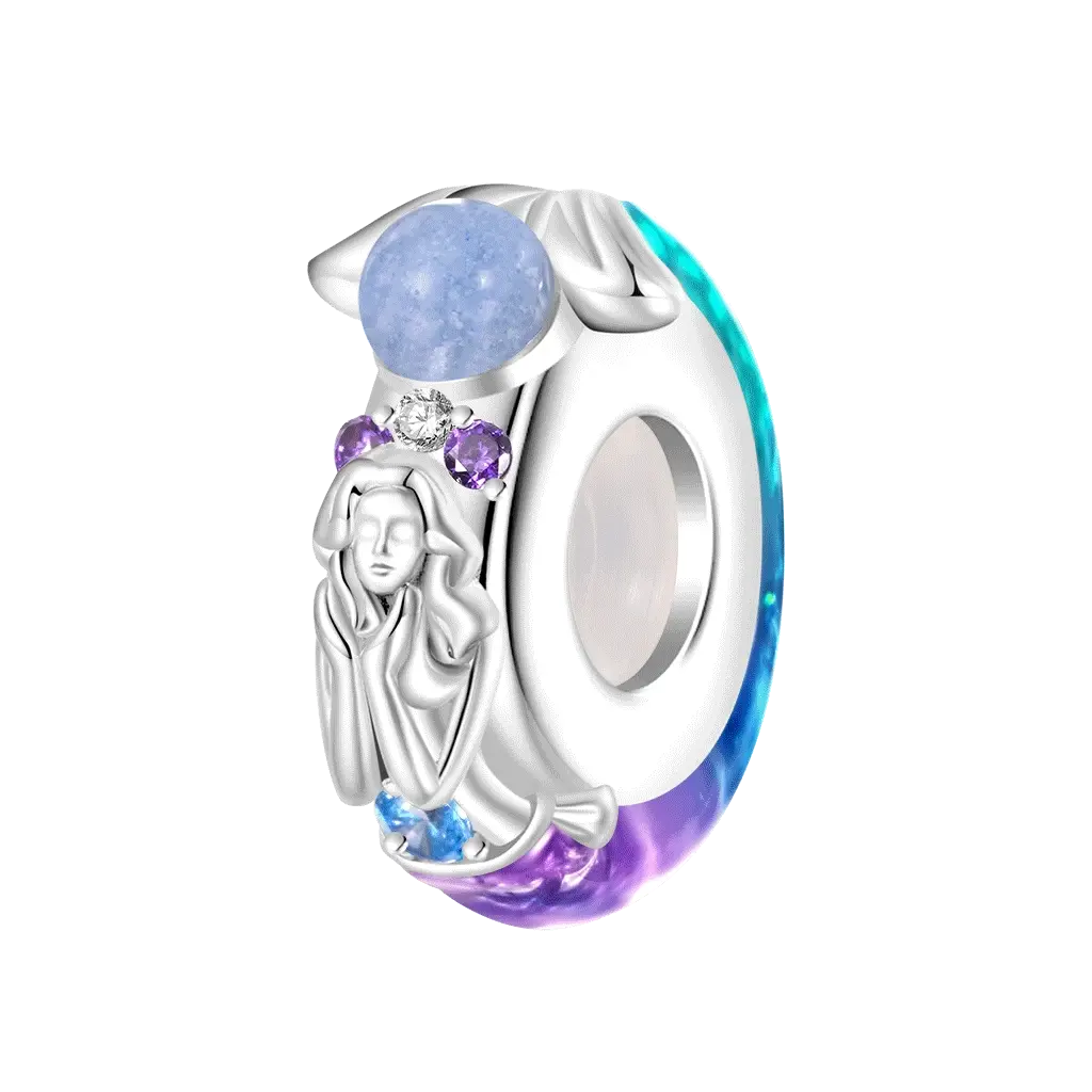 Gnoce Glow-in-the-Dark Gradient Mermaid Tail Stopper Charm Platinum-plated Silver Blend