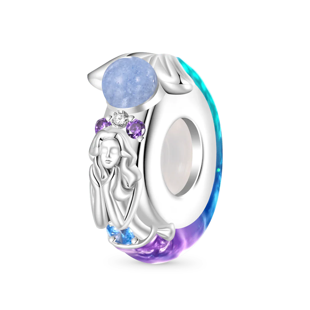 Gnoce Glow-in-the-Dark Gradient Mermaid Tail Stopper Charm Platinum-plated Silver Blend - Image 2