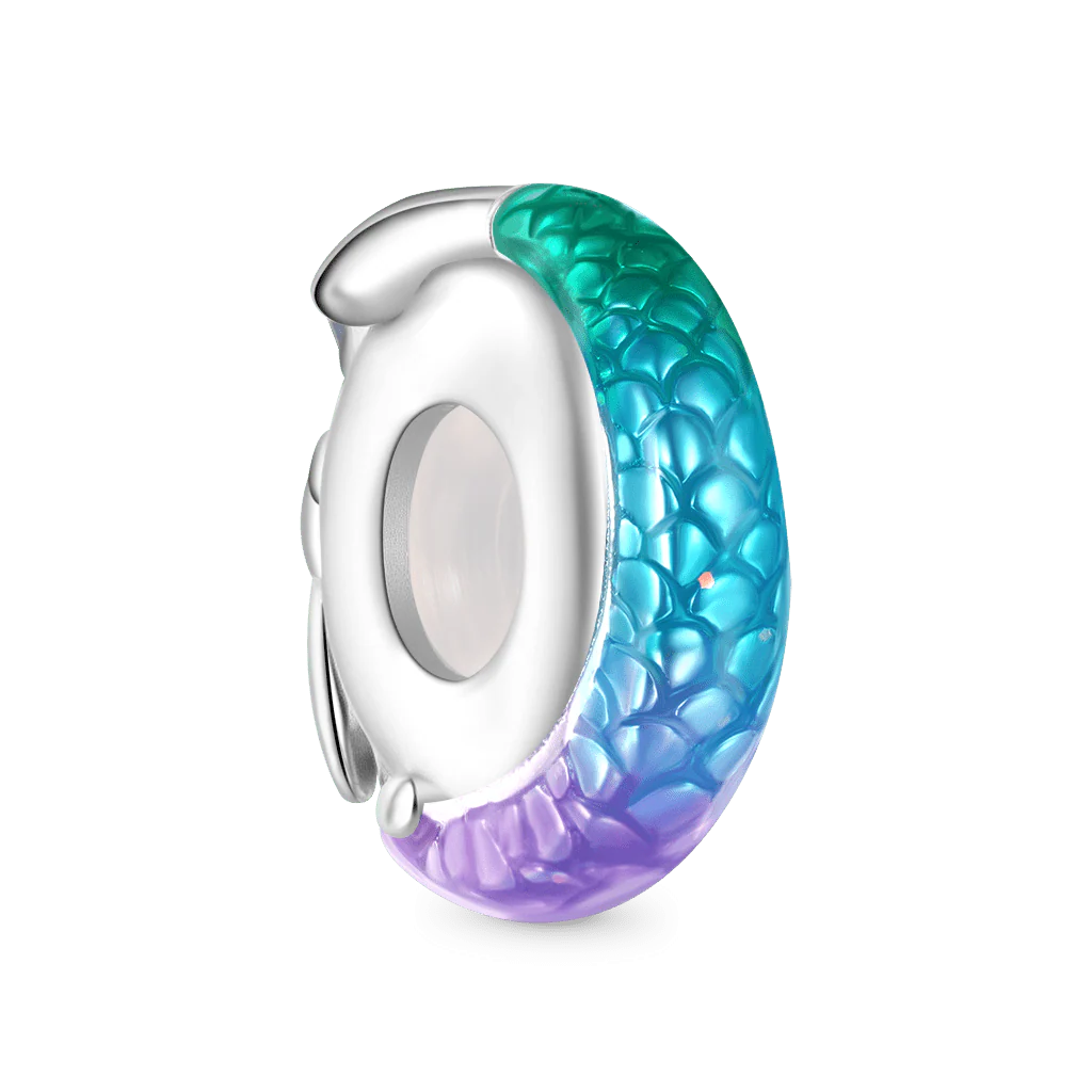 Gnoce Glow-in-the-Dark Gradient Mermaid Tail Stopper Charm Platinum-plated Silver Blend - Image 3