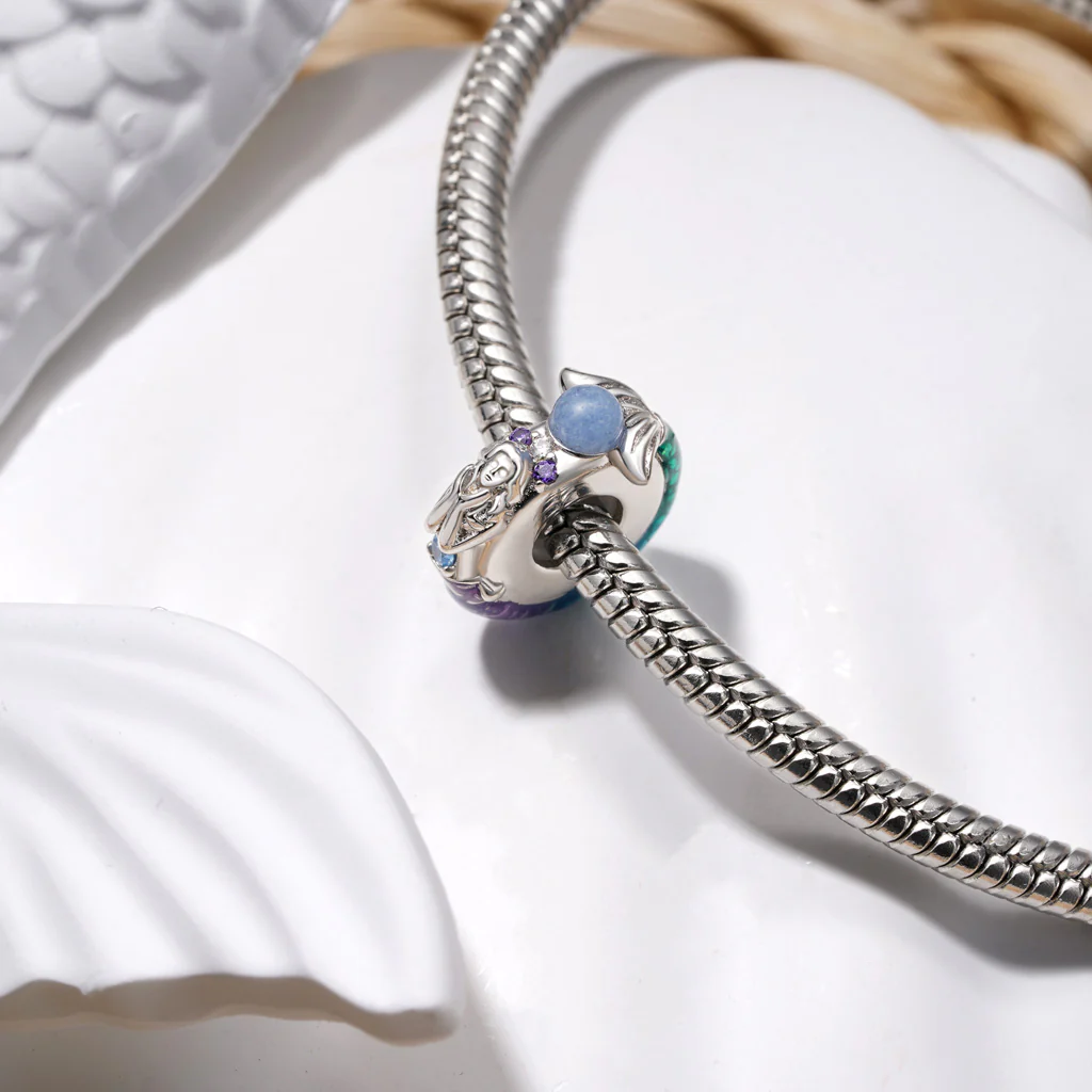 Gnoce Glow-in-the-Dark Gradient Mermaid Tail Stopper Charm Platinum-plated Silver Blend - Image 4