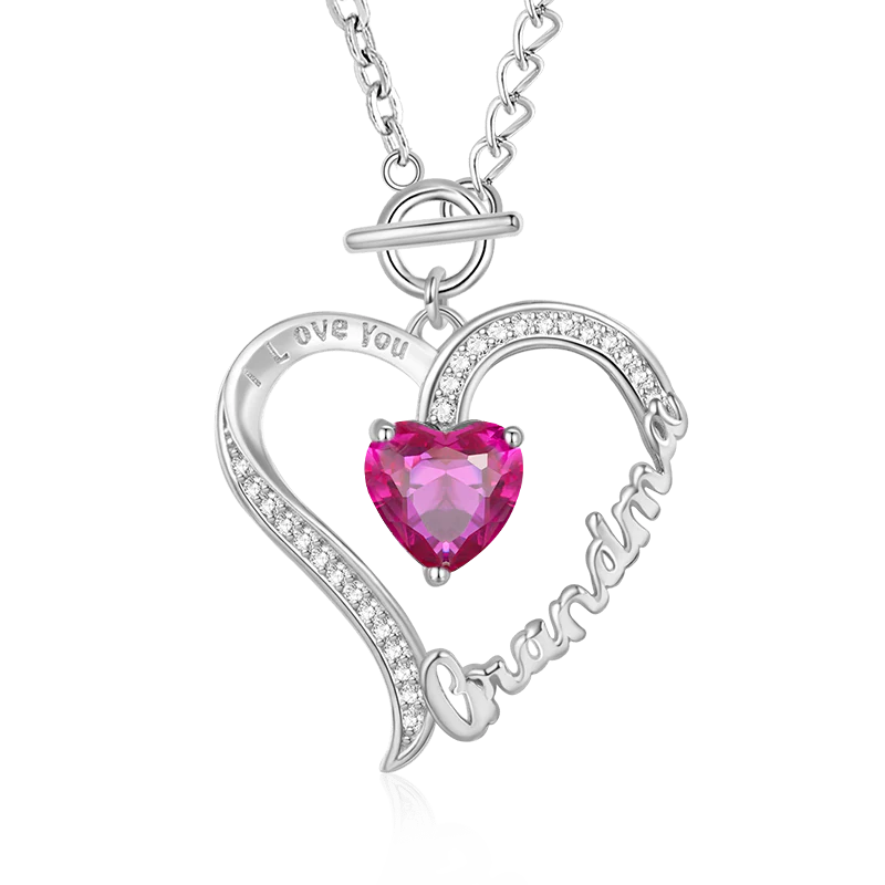 Gnoce "Grandma" Birthstone Heart Necklace