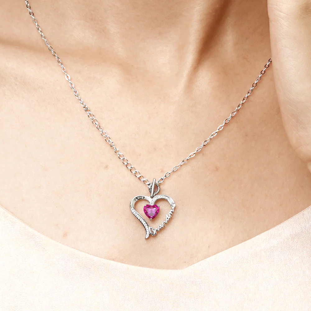 Gnoce "Grandma" Birthstone Heart Necklace - Image 4