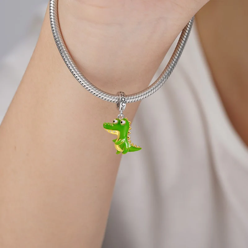 Gnoce Green Alligator Charm Platinum-plated Silver Blend - Image 2
