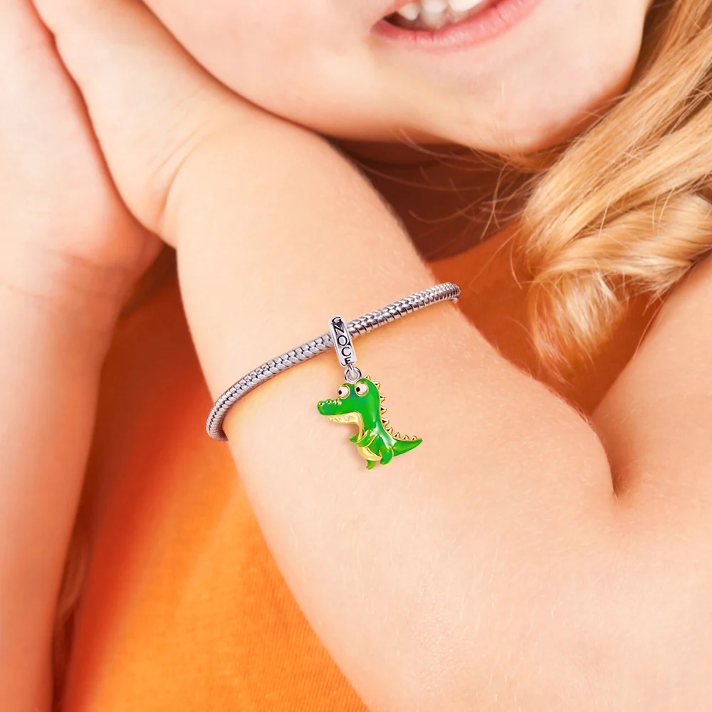 Gnoce Green Alligator Charm Platinum-plated Silver Blend - Image 3