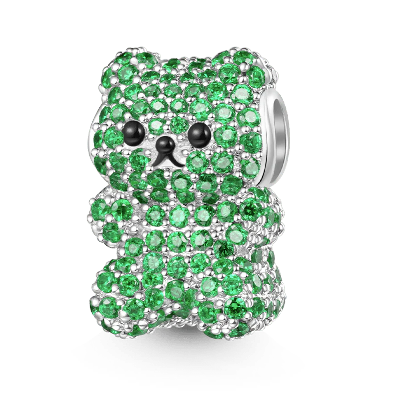 Gnoce Green Gummy Bear Charm Platinum-plated Silver Blend