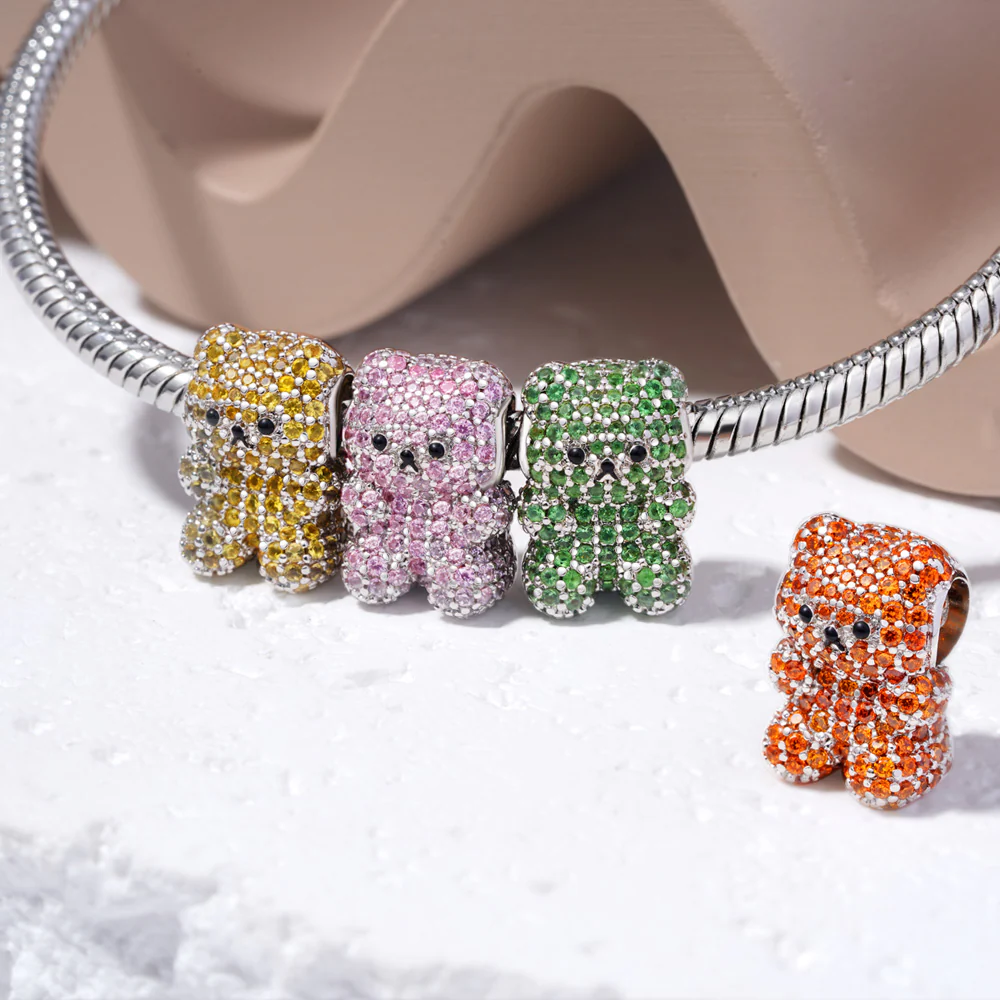 Gnoce Green Gummy Bear Charm Platinum-plated Silver Blend - Image 3