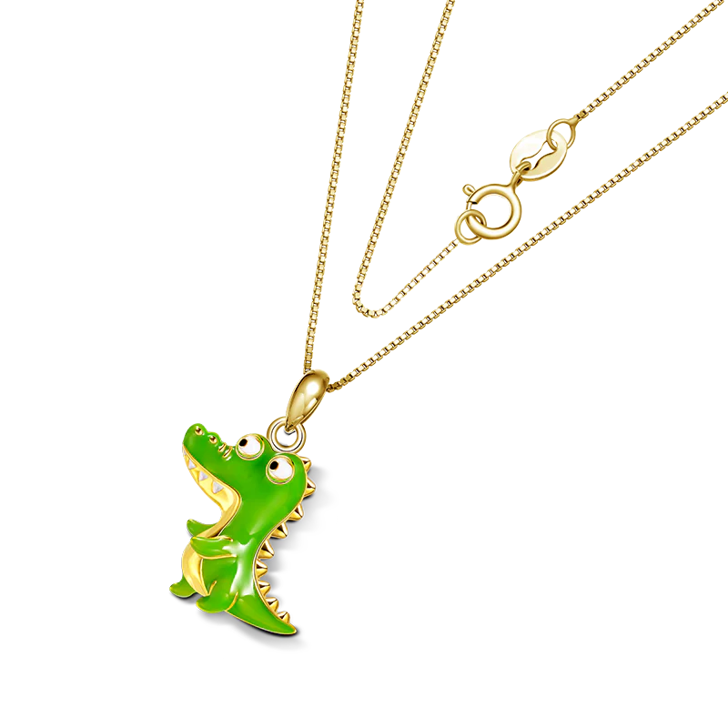 Gnoce Green Crocodile Necklace Platinum-plated Silver Blend - Image 2
