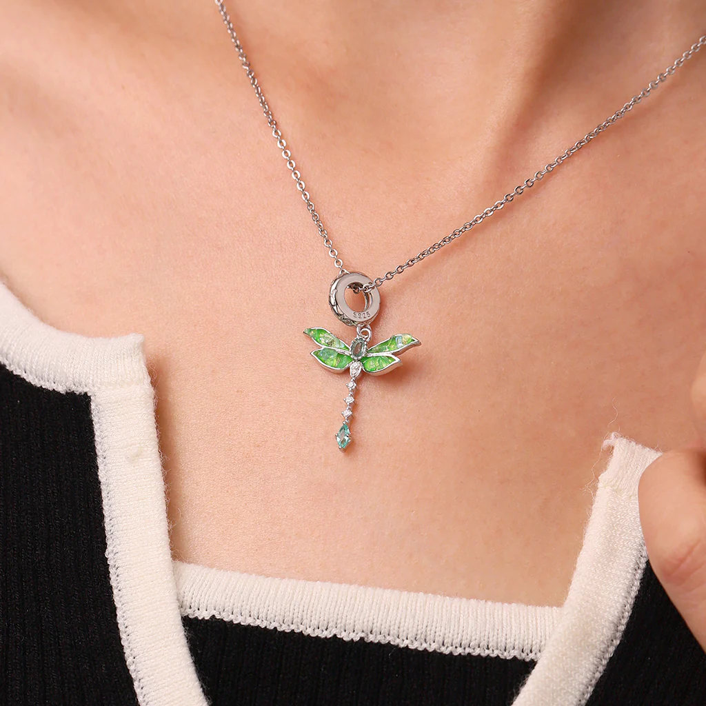 Gnoce Green Dragonfly Pendant Dangle Charm - Image 5