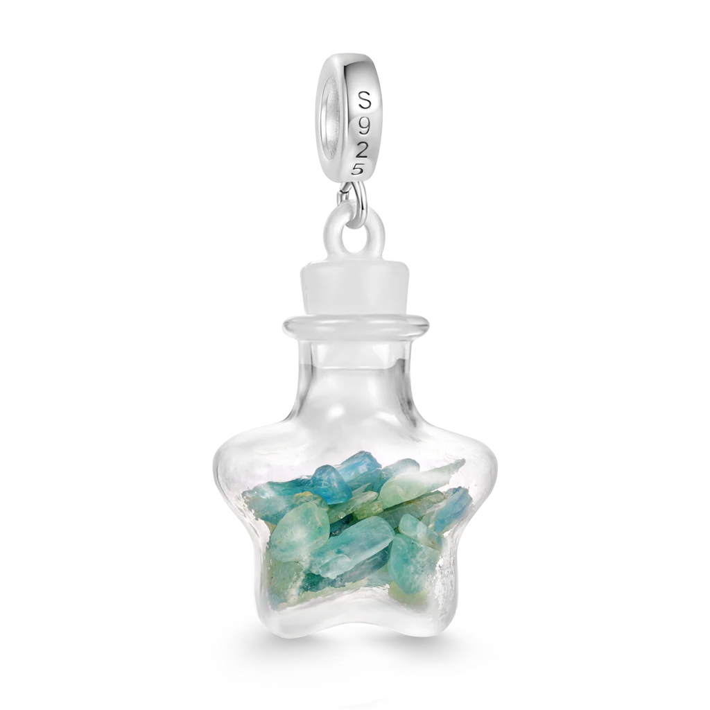 Gnoce Green Emerald Crystal Glass Bottle Charm Platinum-plated Silver Blend - Image 2