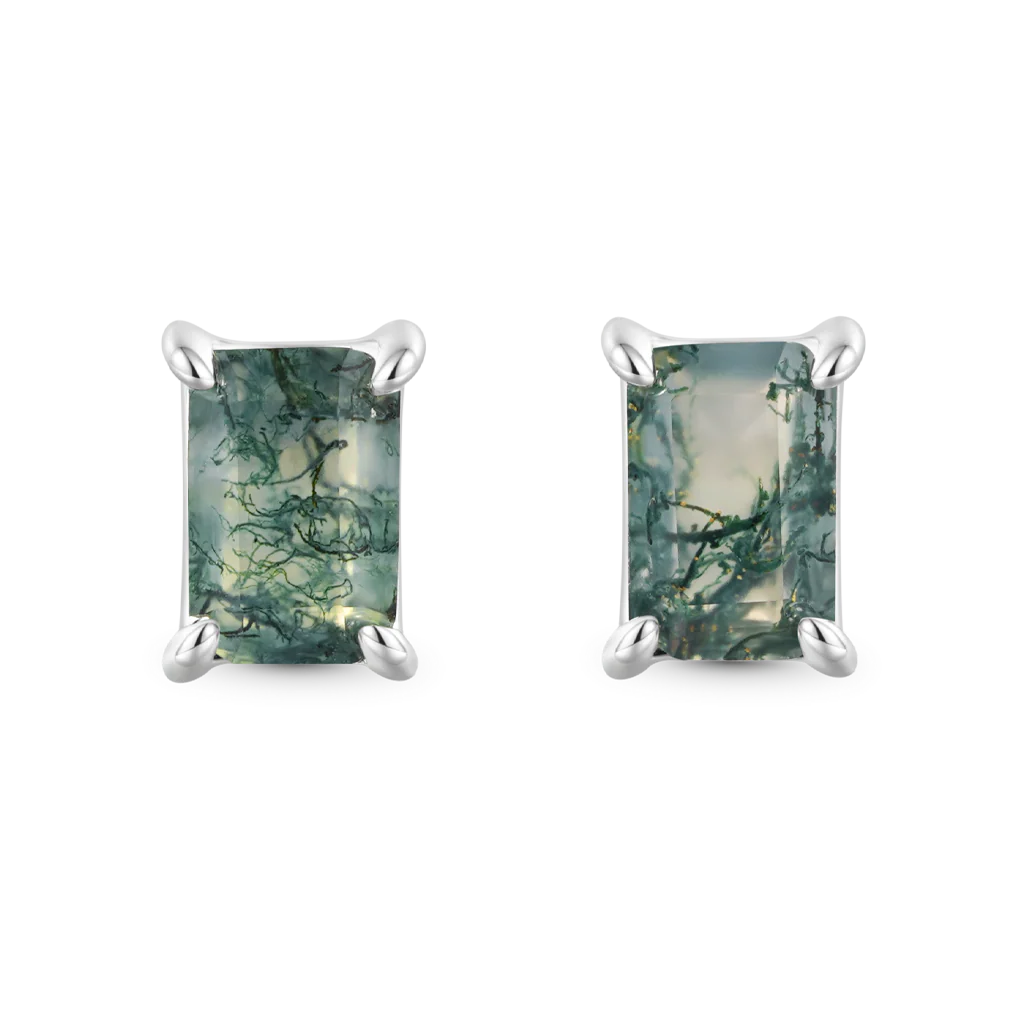 Gnoce Simple Geometry Green Moss Stud Earrings