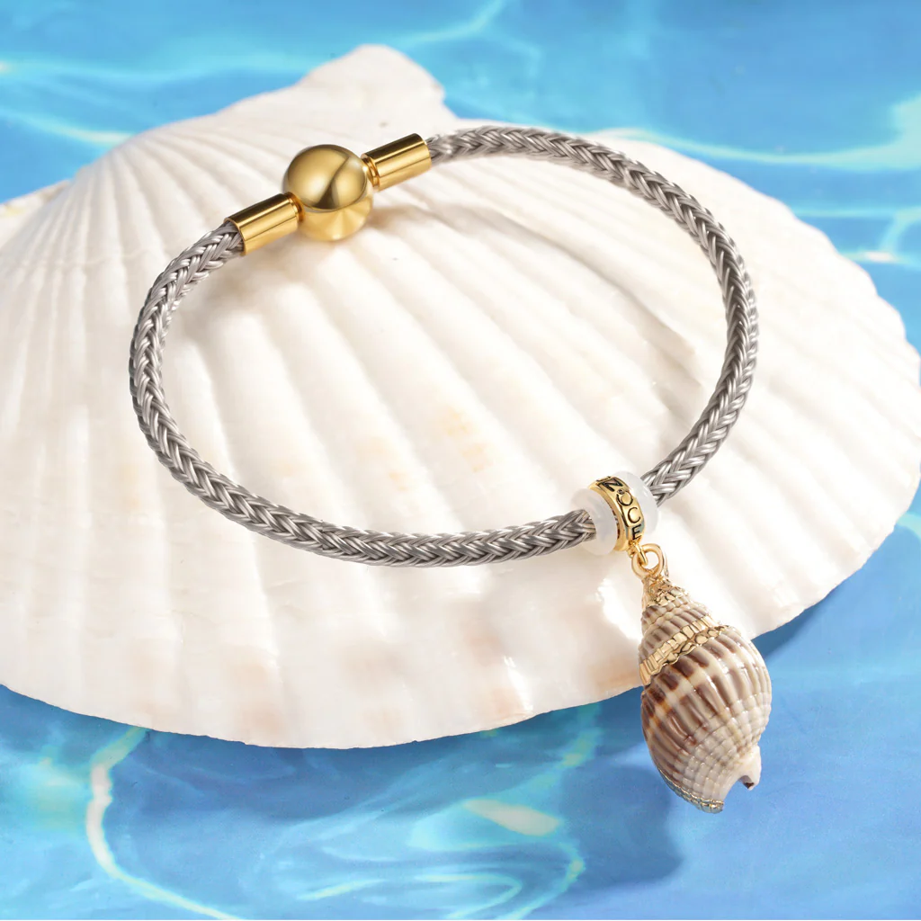 Gnoce Grey Round Snap Basic Bracelet with 2 Pieces of Stoppers - Image 3