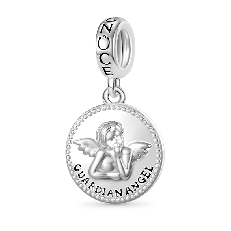 Gnoce Guardian Angel Charm Platinum-plated Silver Blend
