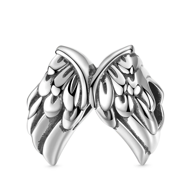 Retro Guardian Wings Charm Bead 925 Sterling Silver