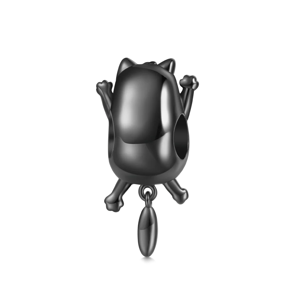 Gnoce Halloween Glow-in-the-Dark Black Cat Clock Charm Platinum-plated Silver Blend - Image 3